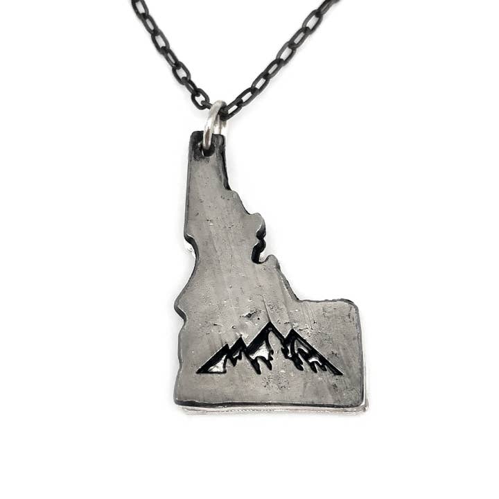 Home State Jewelry - Pewter Necklace - Idaho with Mountain for wholesale by Anju Jewelry