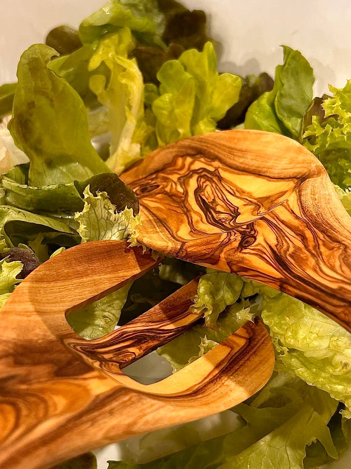 Olive wood salad servers for wholesale by ZINE & LYNE