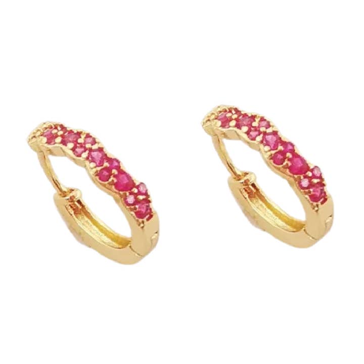 Hot Pink Cluster Huggie Hoop Earrings for wholesale by Market and King