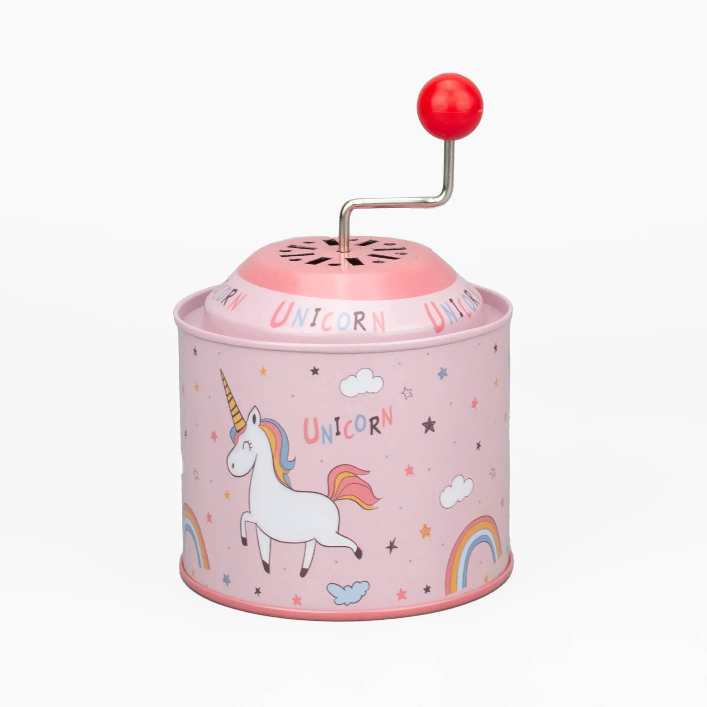 giftland - Wholesale Music Box - Kids & Baby - Tin Barrel Hand Crank Music Box - Unicorn Theme
