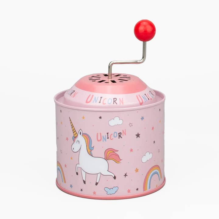 giftland - Wholesale Music Box - Kids & Baby - Tin Barrel Hand Crank Music Box - Unicorn Theme 0