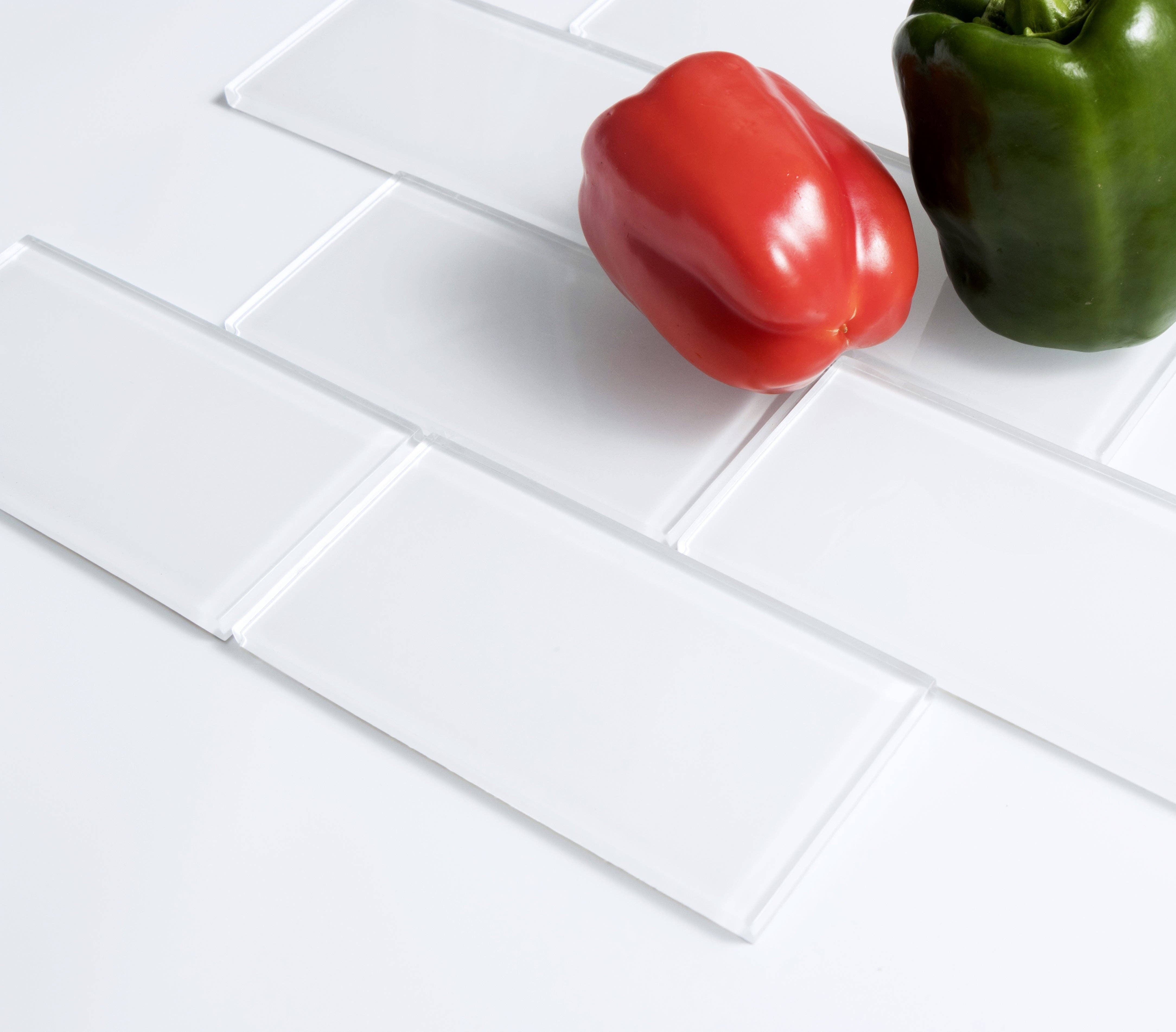 WS Tiles - Vente Carrelages muraux - Carreau de mosaïque en verre de 3" x 6", dosseret pour cuisine et salle de bain - 5 pieds carrés par carton5