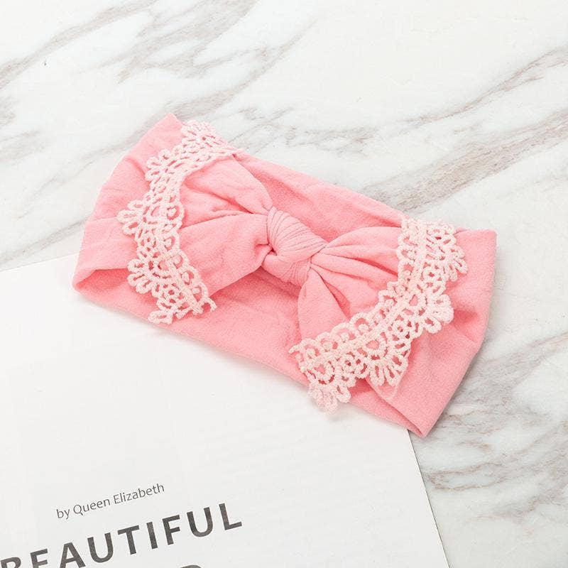 KiddieKickz - Wholesale Fashion Headband - Baby - Nylon Children's Hair Band Soft Silk Stockings Baby Headband Lace Bow Hair Ornament2