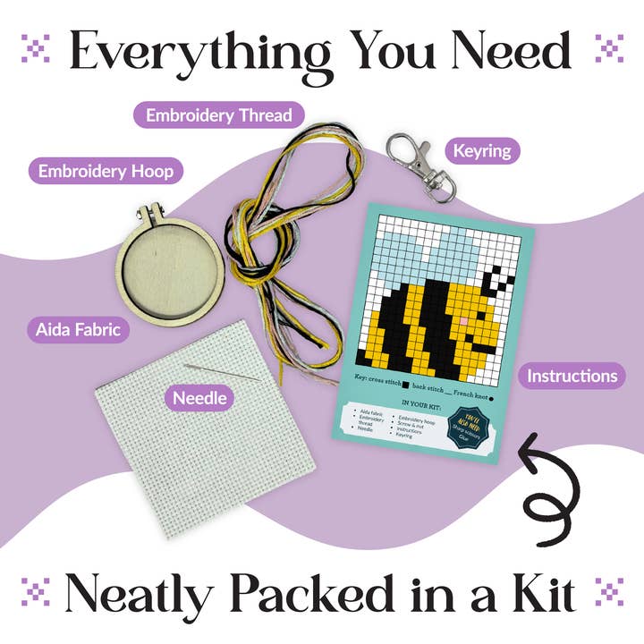 The Crafty Kit Company – wholesale Embroidery/cross-stitch supplies – 'Bee Happy!' Mini Matchbox Cross Stitch Kit3