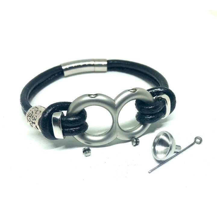 Double Urn Bracelet, Mens Cremation Bracelet, Sympathy Gift For Men, Bereavement Jewelry, Pet Cremation Jewellery, Engraved Memorial Gift for wholesale by Bare Hands Bracelets