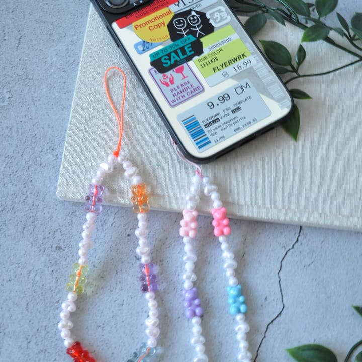 Gummy Bear Cute Phone Chain | Pearl Gummy Bear Bag Charm for wholesale by TheMellys