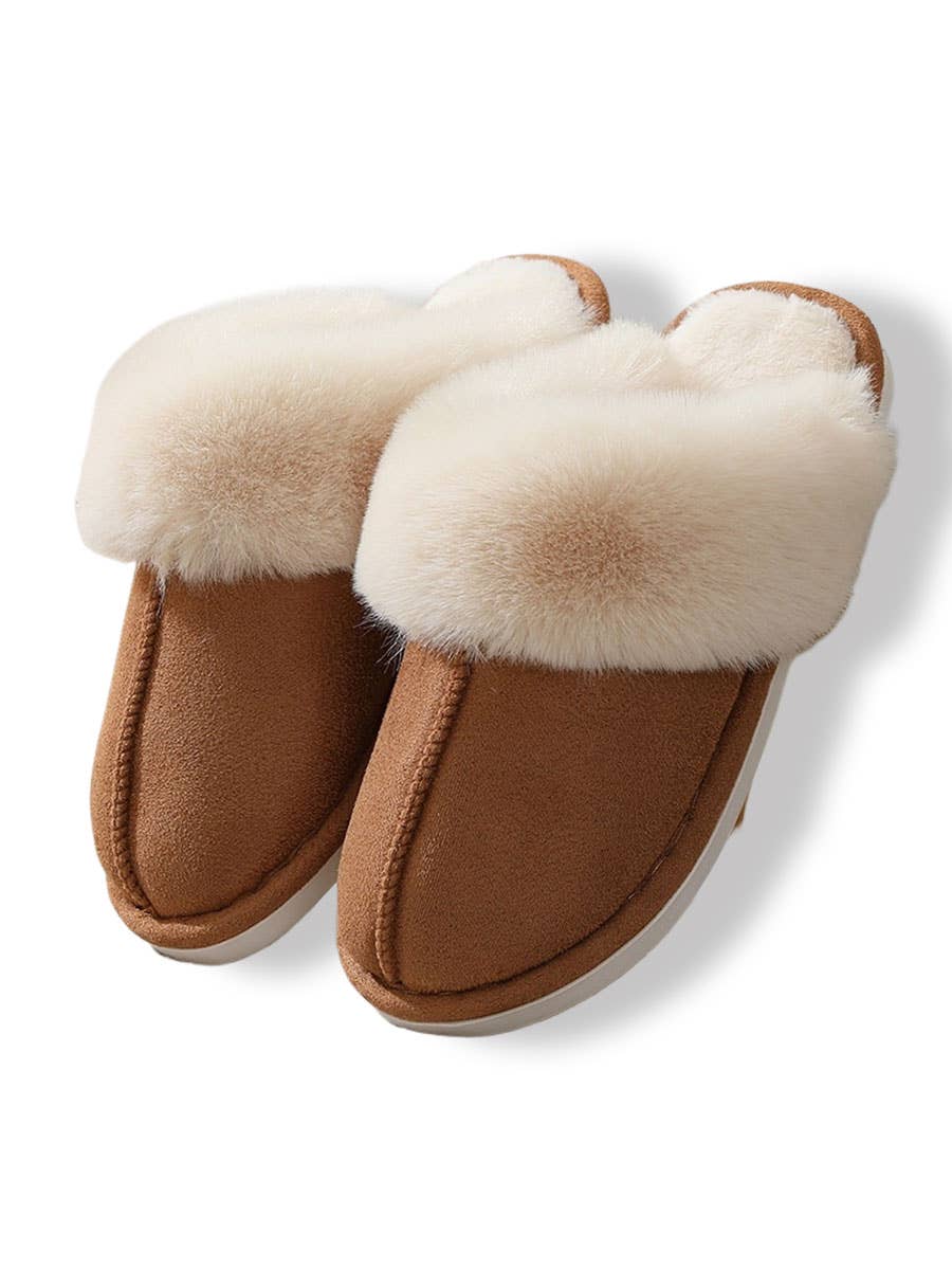 DOUBLJU - Wholesale Slippers - Women's - Winter Faux Fur-lined Home Warm Plush Slippers2