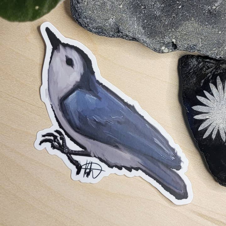 White Breasted Nuthatch Bird Sticker for wholesale by Krisanthemum