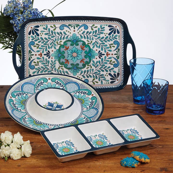 Certified International - Wholesale Serving Tray - Talavera Melamine Rectangular Tray w/Handles 19 x 121