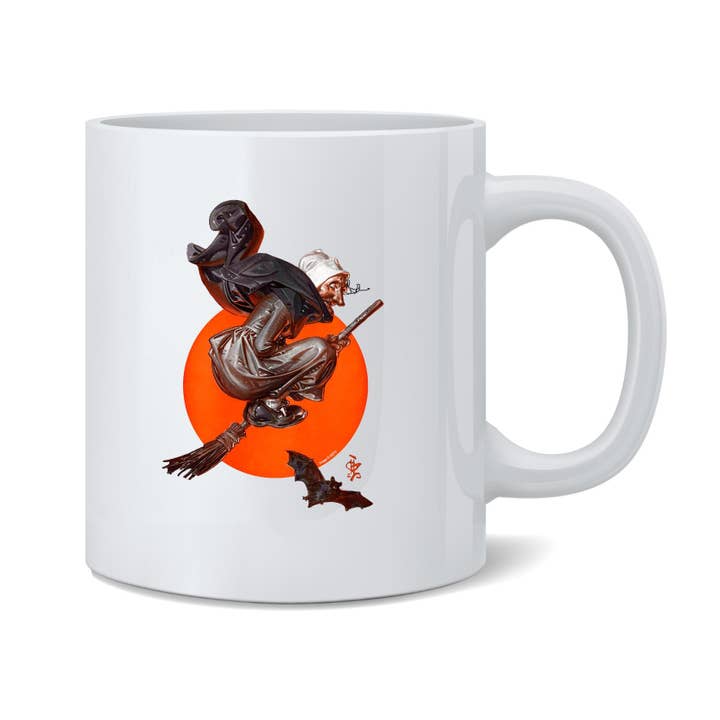 Witch Bat Full Moon Retro Vintage Halloween Cute Mug 11oz for wholesale by Gotham Gifts