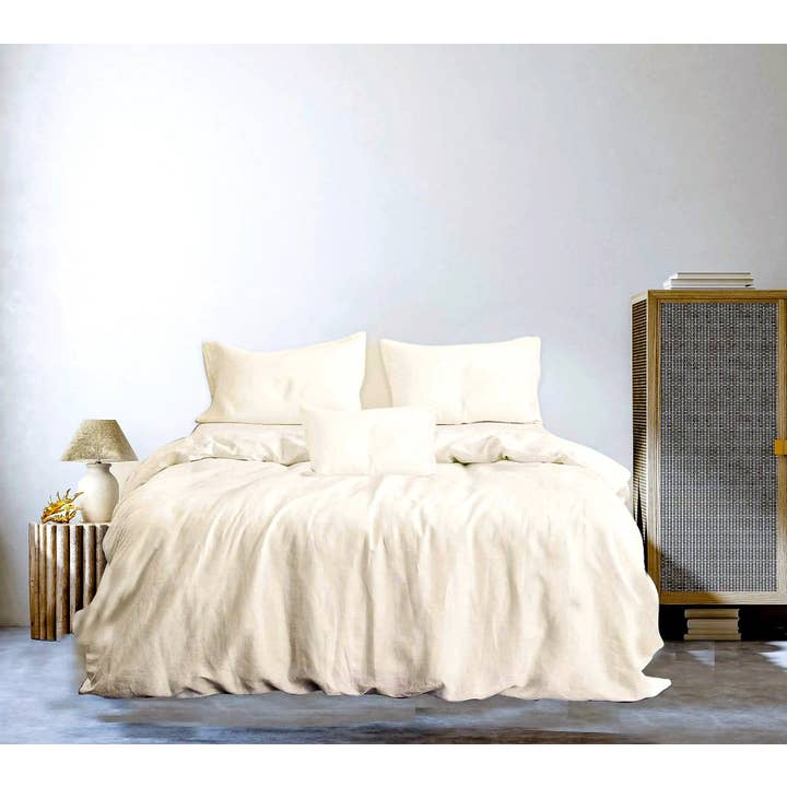 Cream - Belgian Linen Sheet Set for wholesale by Bedlam
