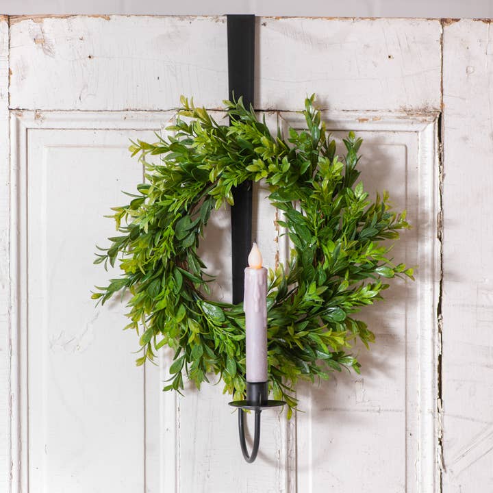 Irvin's Tinware - Wholesale Candle Holder - Wrought Iron Over the Door Wreath and Candle Holder