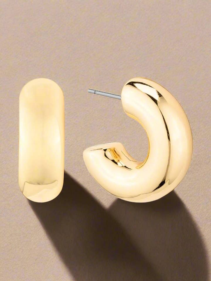 Staple Chunky Everyday Post Back Hoop Earrings for wholesale by My Girl in LA