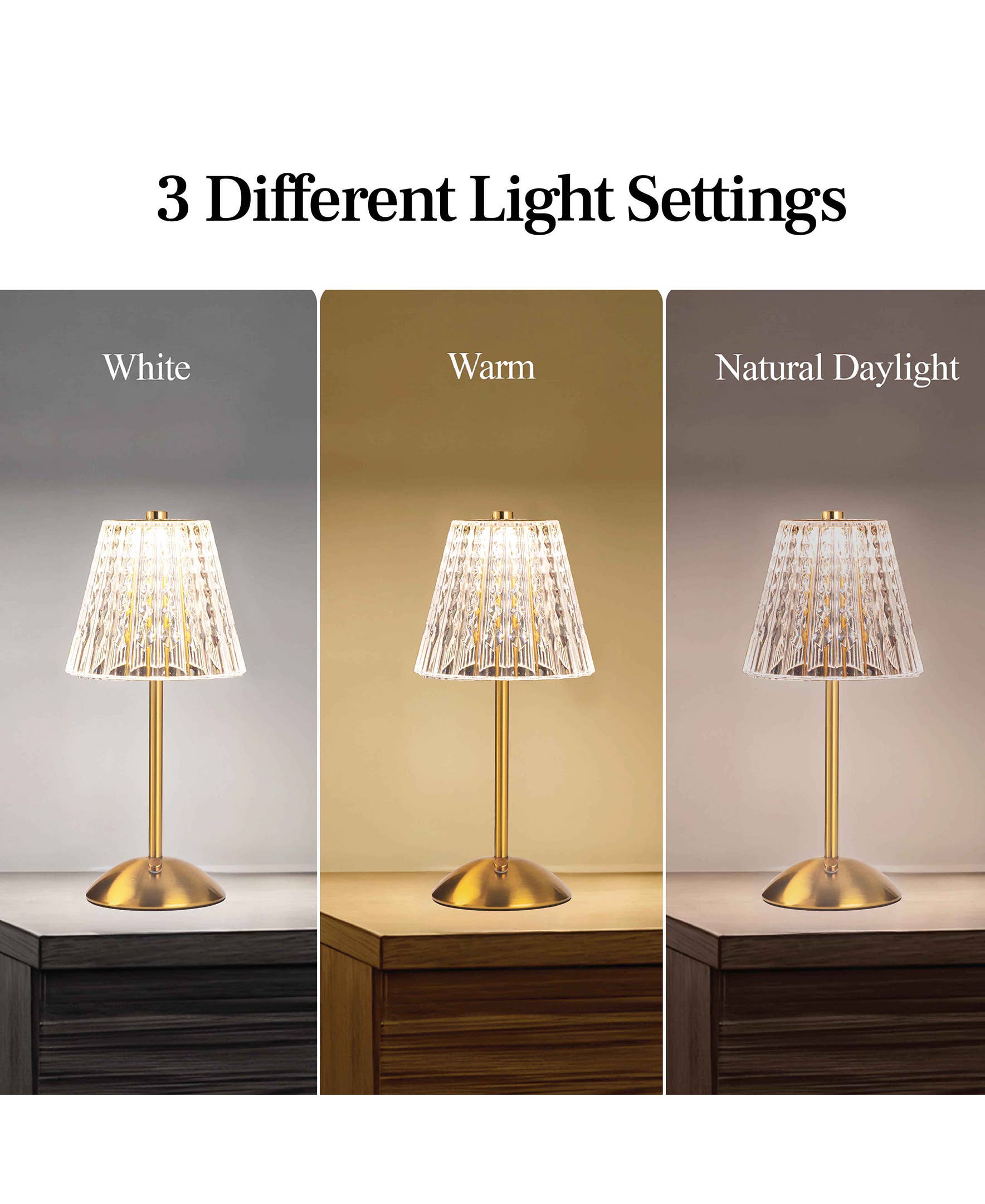 Gotham Steel/Granitestone - Wholesale Accent/Desk Lamp - Chloe Table Lamp Small Cordless Touch LED Rechargeable 3