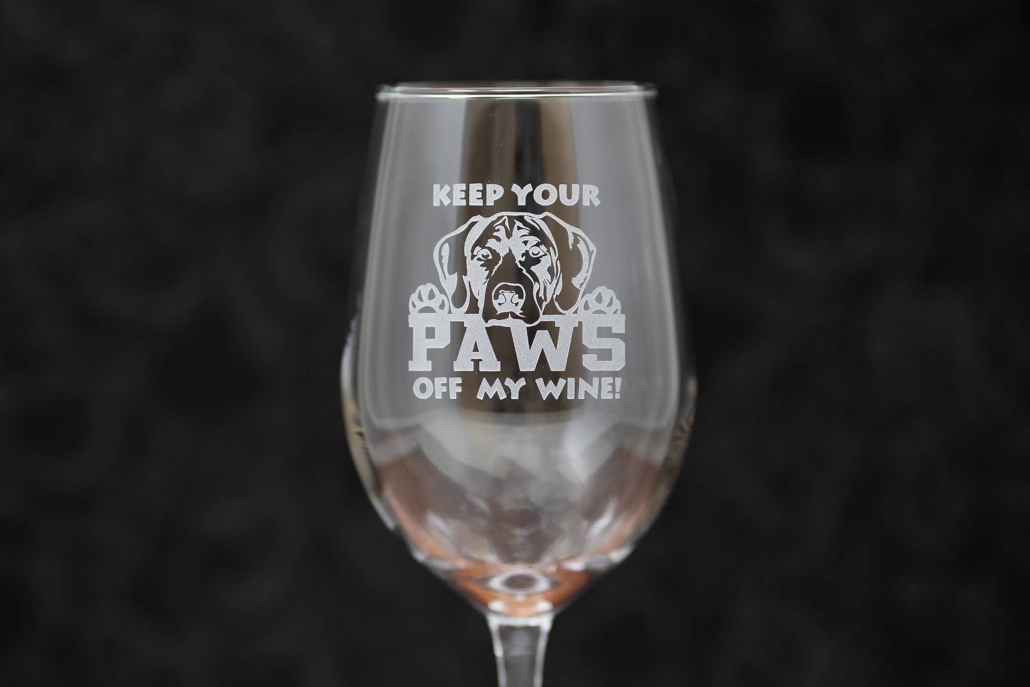 Gifts of Glass & Wear - Wholesale Drinking Glass/Cup - Keep Your Paws off my Wine Dog Etched Drinkware1