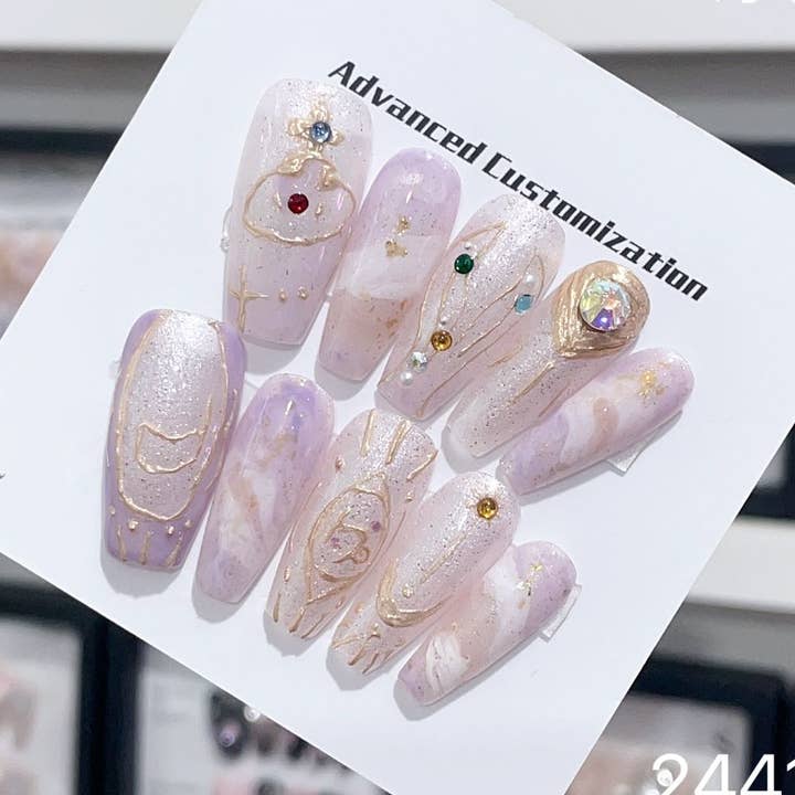 handgemaakte Press on Nails 24414 voor wholesale door foamboxnail