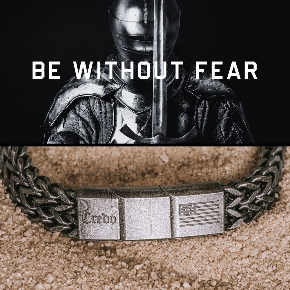 The Hero Company - Vendita all'ingrosso Bracciali a catena e a maglie - Braccialetto The Hero Company- Knight's Creed BELIEVE Credo: aiuta ad abbinare veterani con cani di servizio o da rifugio - Faire14