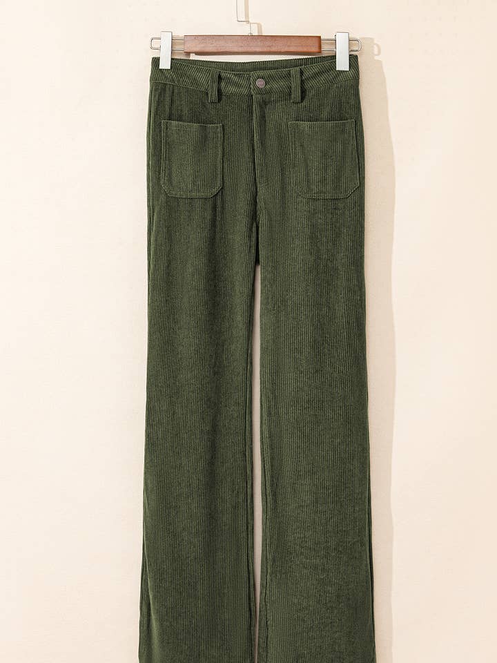 FULL TIME PURCHASE - Wholesale Pants - Women's - High Waist Square Pockets Corduroy Pants
