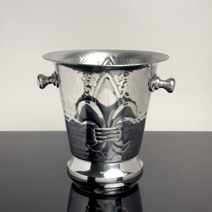 India Handicrafts Inc - Vendita all'ingrosso Secchielli per ghiaccio - Secchiello per ghiaccio inciso FDL in alluminio martellato con manici4