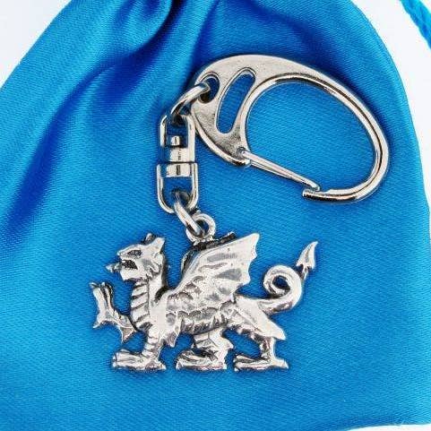 Welsh Dragon Pewter Keyring for wholesale by Pageant Pewter