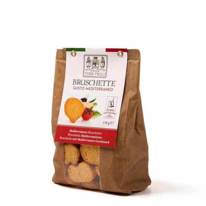 Terre dei Trulli - Vendita all'ingrosso Snack soffiati - Bruschette al forno Gusto Mediterraneo 150g - Made in Italy