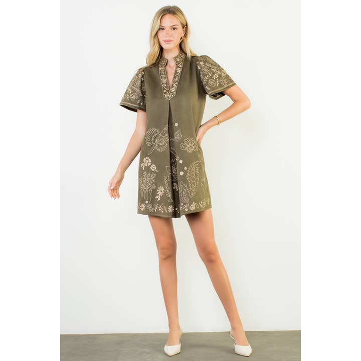 THML - Wholesale Dress - Women's - Short Sleeve Embroidered Detail Dress9