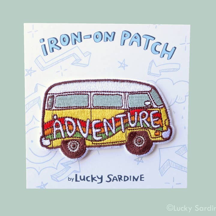 Lucky Sardine - Wholesale Patch - Rainbow Hippie Van, 70s Adventure Embroidered Iron-On Patch2