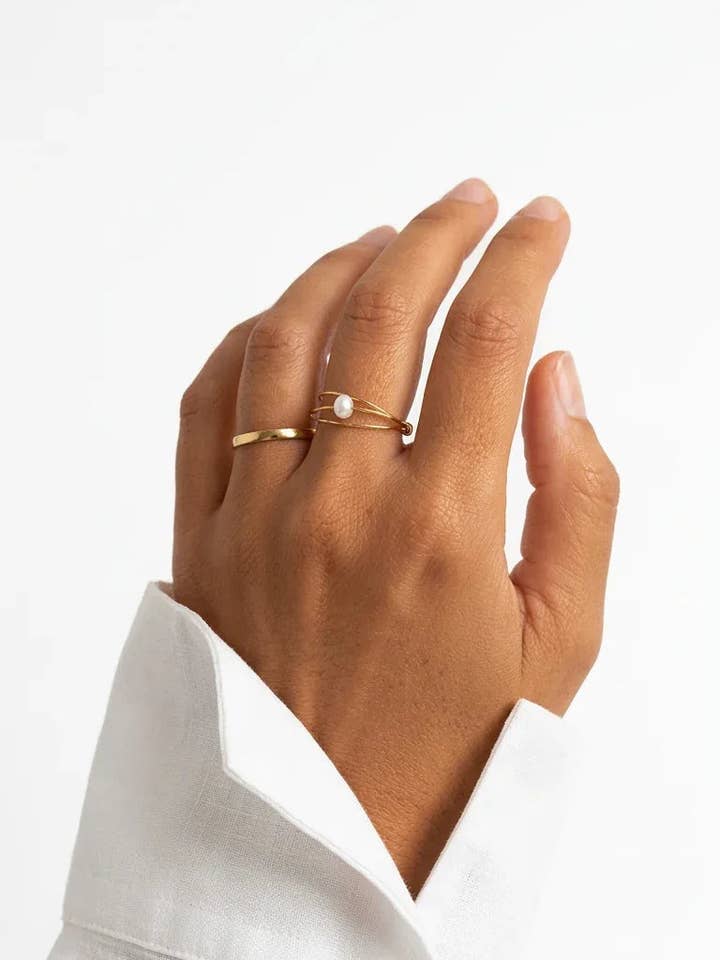 Ring Trame mit dreifachem vergoldetem Draht für den Großhandel von LA MAISON GISEL B.