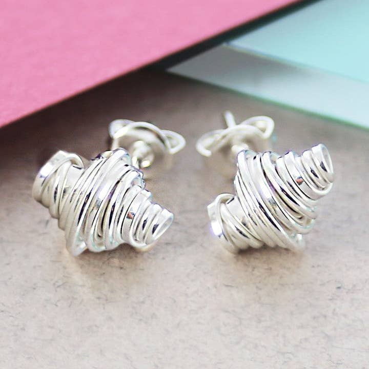 Coiled Silver Stud Earrings for wholesale by Otis Jaxon London