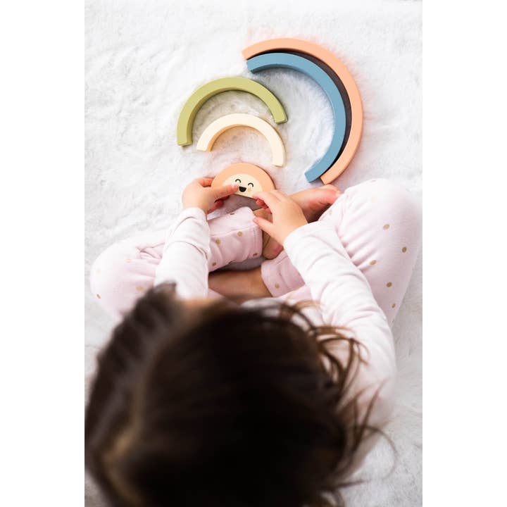 Pearhead - Wholesale Wood Toy - Kids - Wooden Stacking Rainbow Baby & Toddler Toy Nursery Decor4