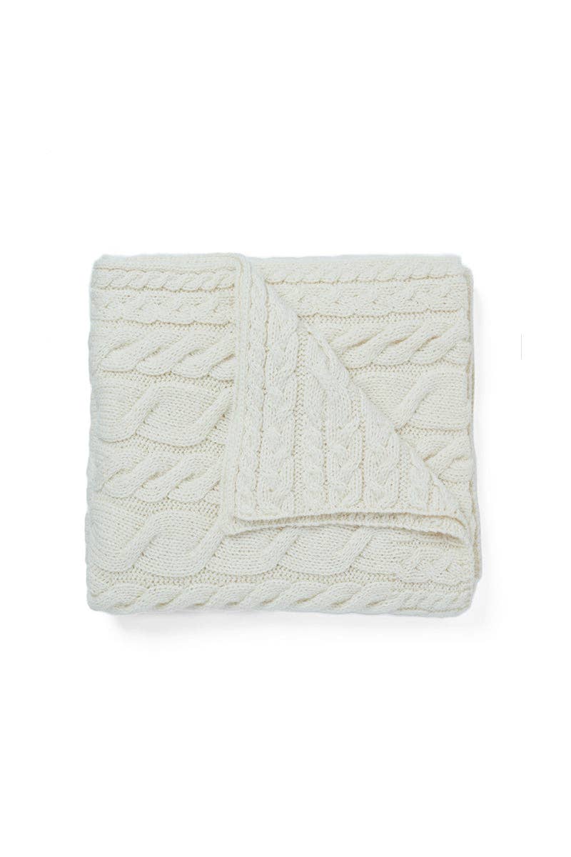Aran Woollen Mills - Wholesale Throw Blanket - Silver Strand Supersoft Aran Cable Throw - Cream2