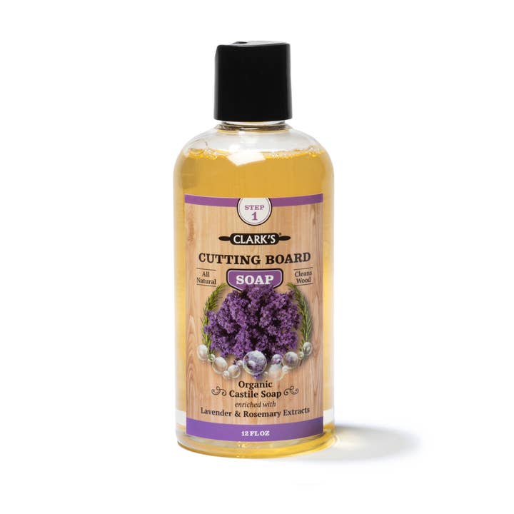CLARK'S - Wholesale Dish Soap - CLARK'S Cutting Board Soap 12oz | Lavender & Rosemary scent0