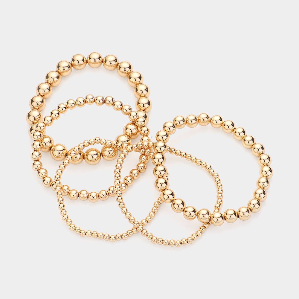 Sensibling Corp. – wholesale Jewellery set – 5PCS - Metal Ball Beaded Stretch Bracelets
7