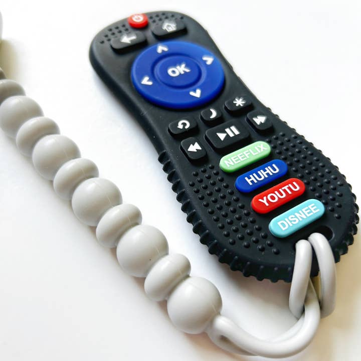 Gummy Chic - Wholesale Teether (Not Clip-On) - Baby - Silicone Teether- Remote Control with a Clip- Grey