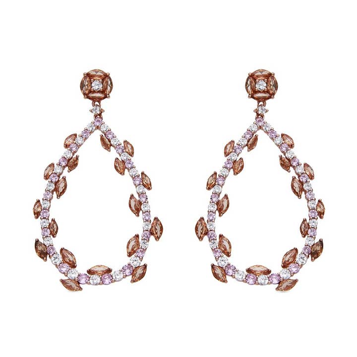 Luxenter 925 Sterling Zilveren Oorbellen met Multicolor Zirkonia en 18K Roségoud Afwerking - Wade voor wholesale door Luxenter