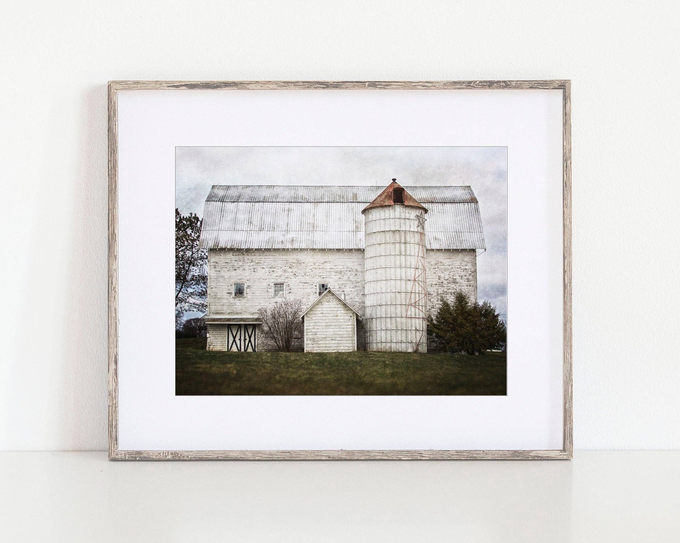 Lisa Russo Fine Art - Wholesale Art Print - Holiday Barn Wall Art Print | White & Green | Farmhouse