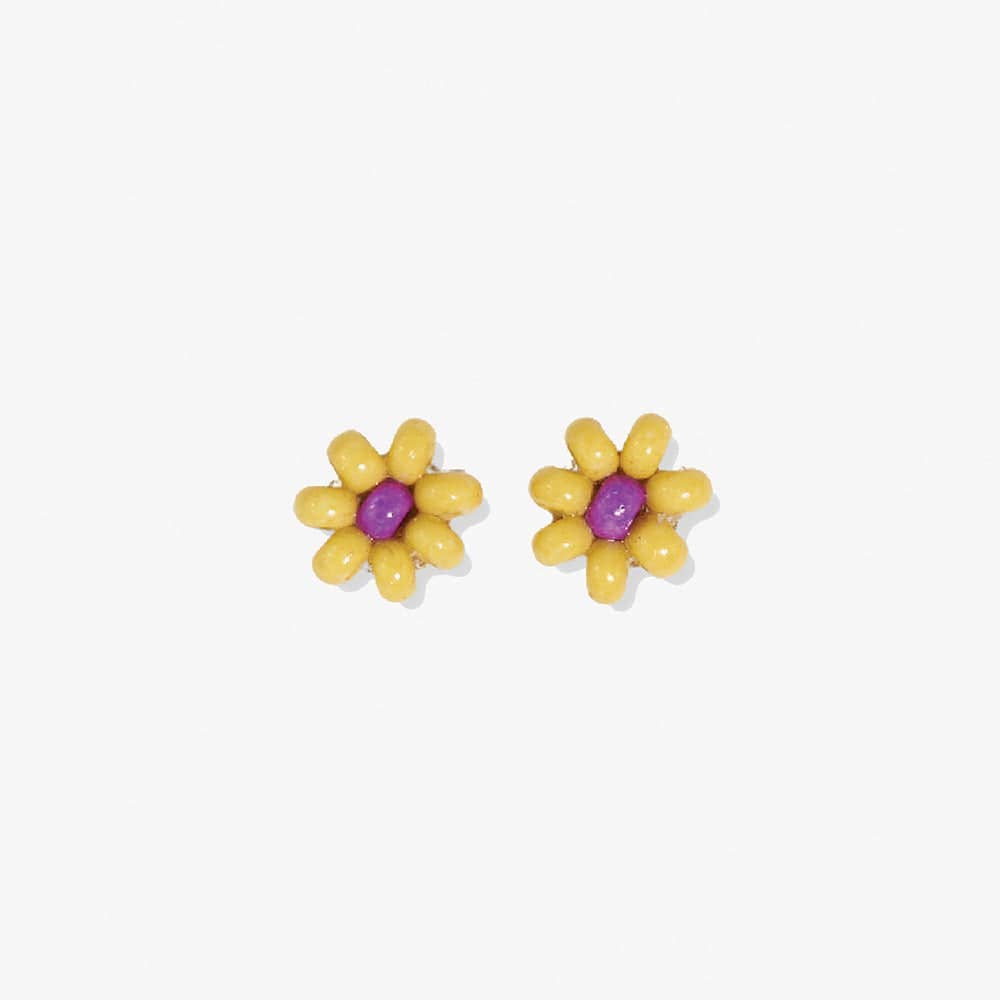 INK + ALLOY - Wholesale Stud/Post Earrings - Tina Two Color Beaded Post Earrings Yellow Wholesale