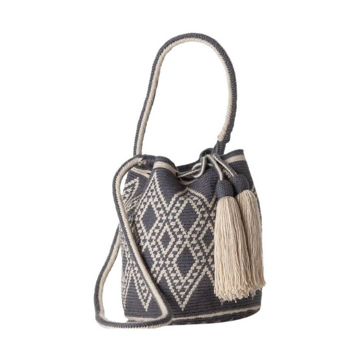 STONE T04/Grey/Beige Wayuu Mini Bag for wholesale by Hilo Sagrado