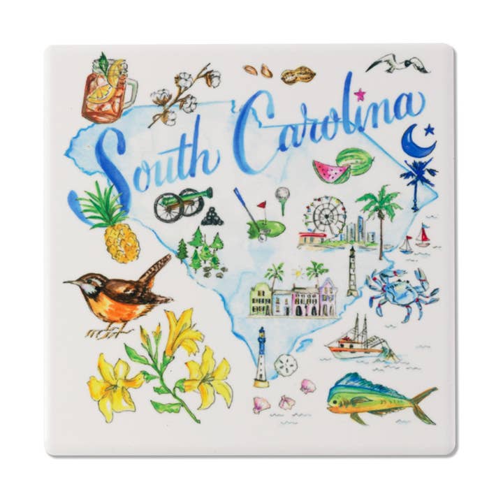 SC State Collection Ceramic Coaster South Carolina Rosanne for wholesale by Boston International