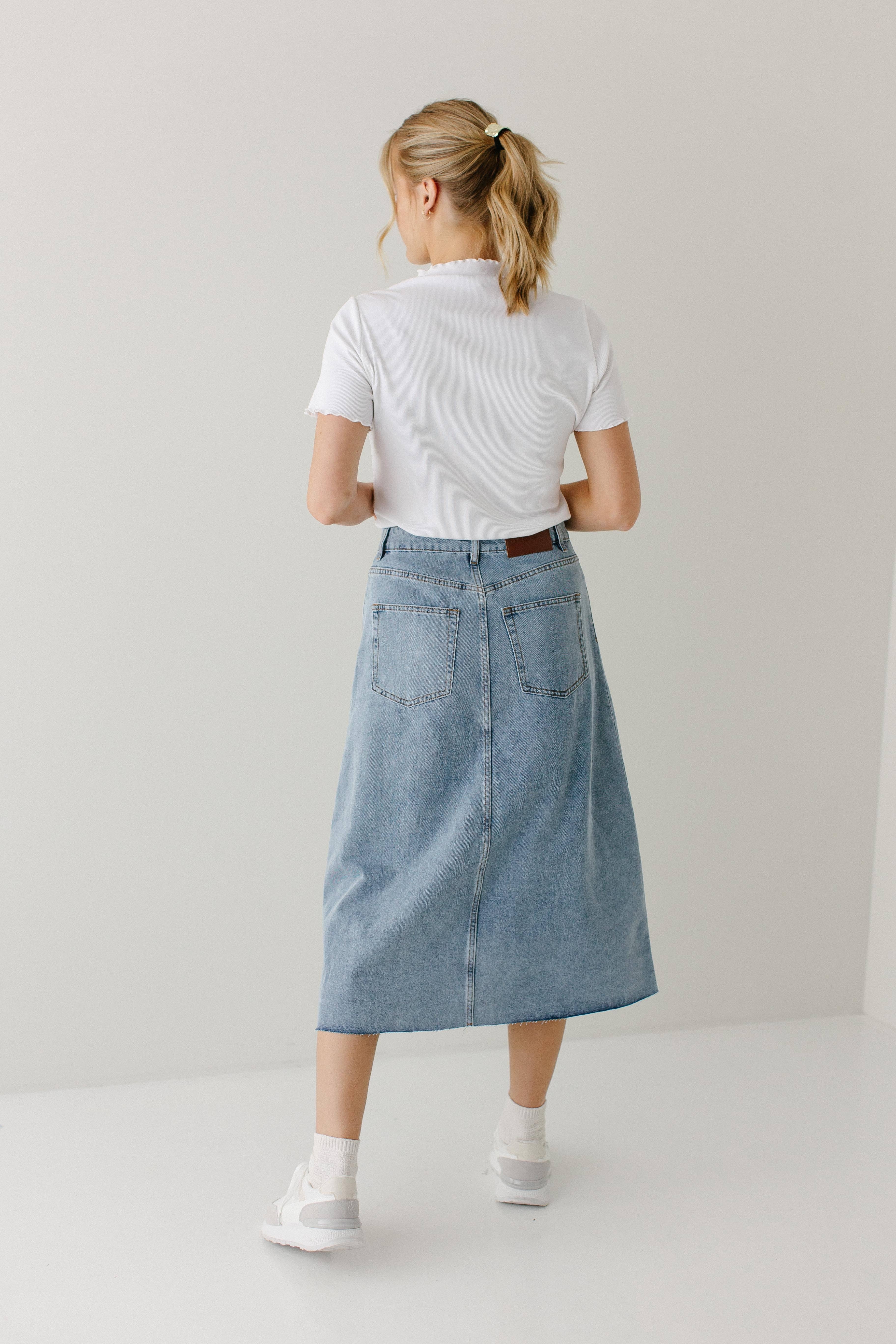 The Main Street Exchange - Wholesale Rok - Dames - 'Brooke' A-lijn denim midirok13