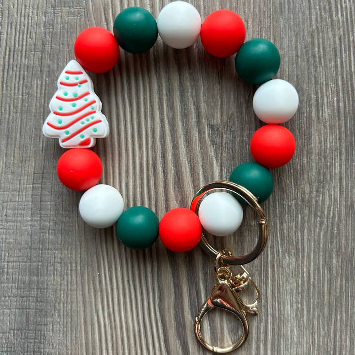 JILLIAN INK LLC - Wholesale Keychain - Women's - Christmas Tree Cake Silicone Beaded Keychain