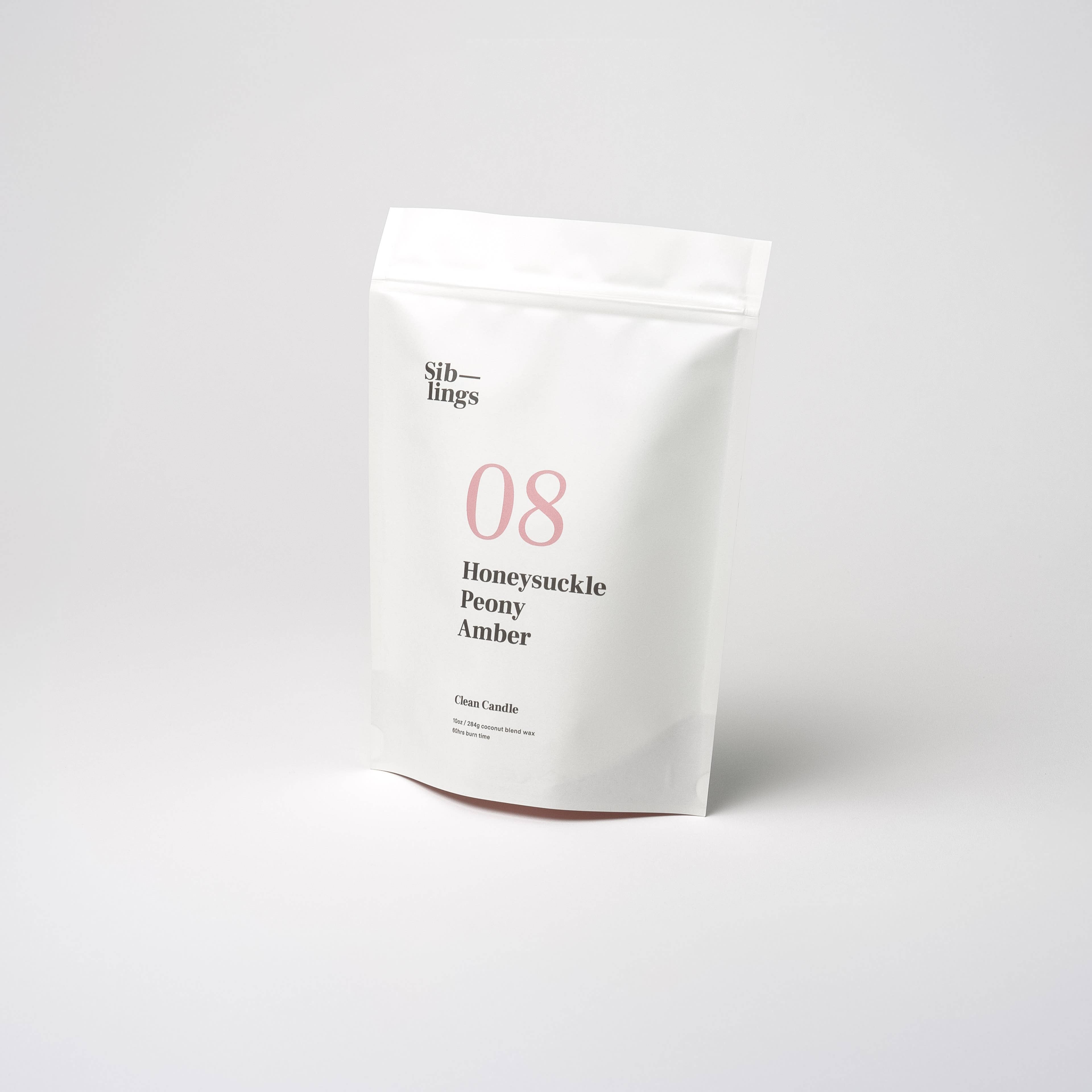 Siblings - Vente Bougie en bocal - N° 08 — Chèvrefeuille, Pivoine, Ambre, 10 oz