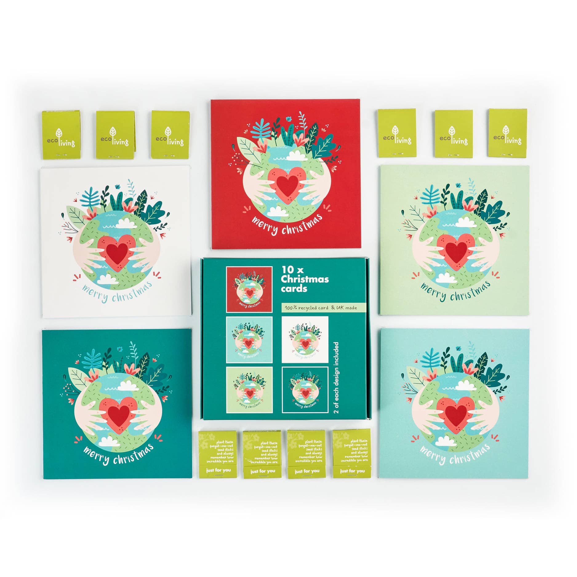 ecoLiving - Wholesale Christmas Card - 10 Recycled Christmas Cards - 10 Trees Planted (FSC )3