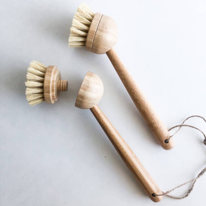 Smile Boutiques - Wholesale Cleaning Brush - Natural Bamboo Sisal Dish Brush With Replaceable Head
