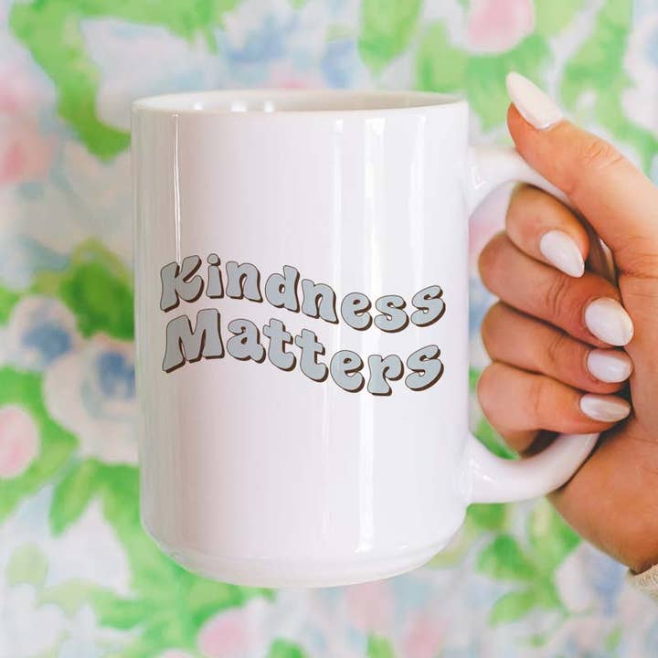 Caneca de Cerâmica Kindness Matters Prensada 15oz por atacado de 923 By Design