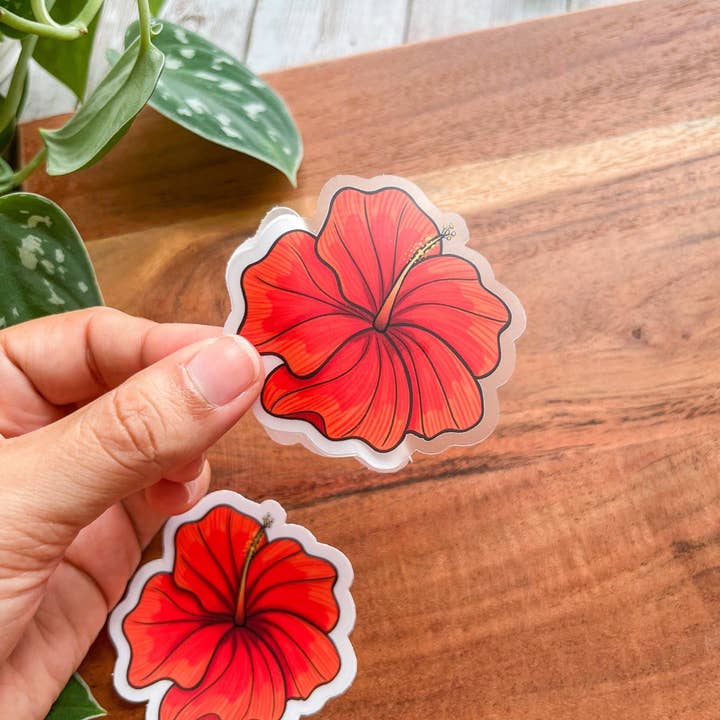 The Nosy Gal - Wholesale Sticker - Flor Cayena Clear Waterproof Sticker1