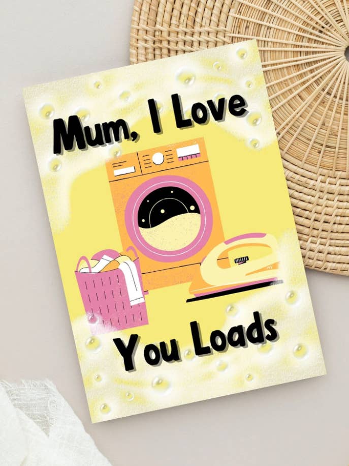 Love You Loads Washing Pun Mum Birthday Mother's Day Card for wholesale by Printicole