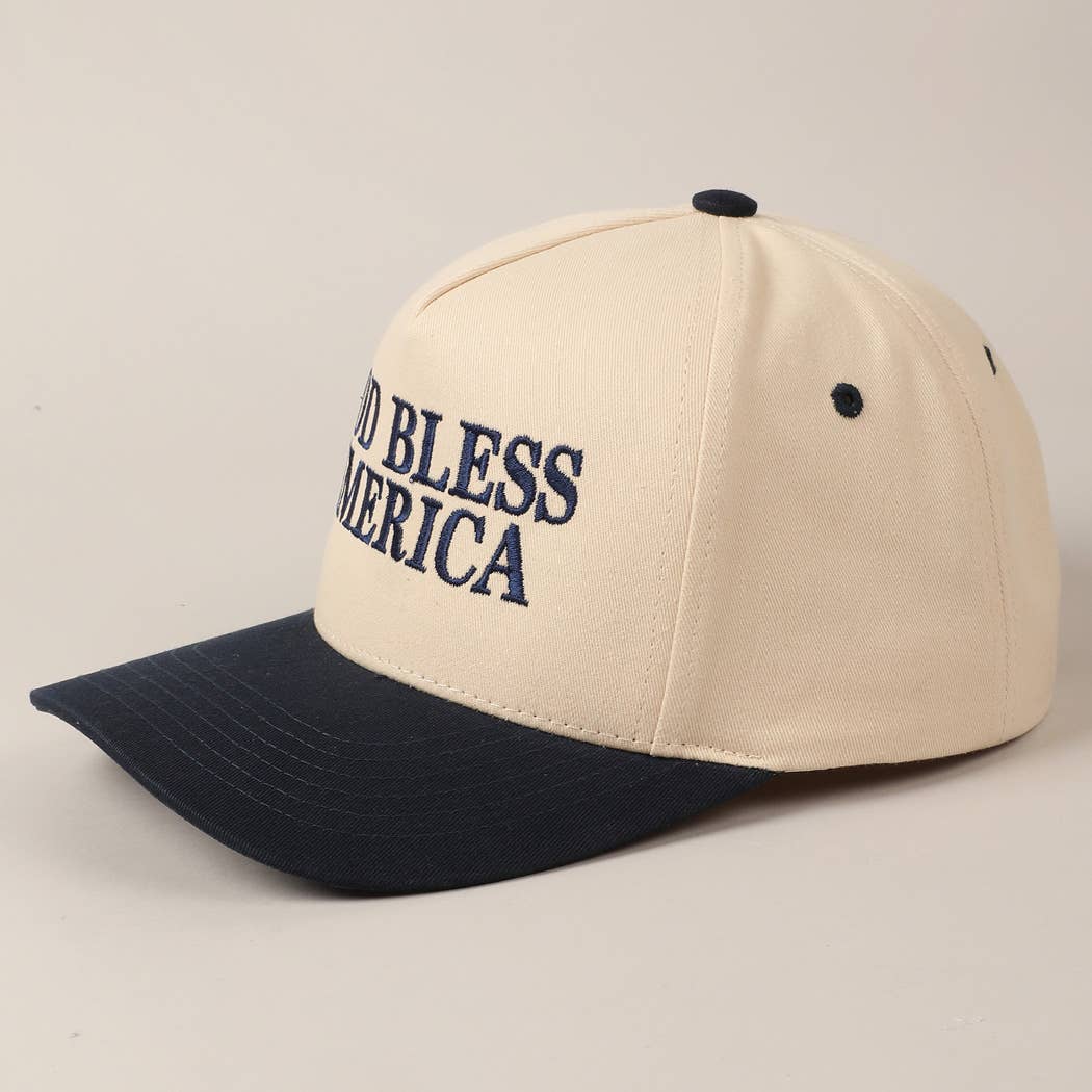 Fashion City - Wholesale Baseball Cap - Unisex - God Bless America Embroidered Two-Tone Canvas Cap6