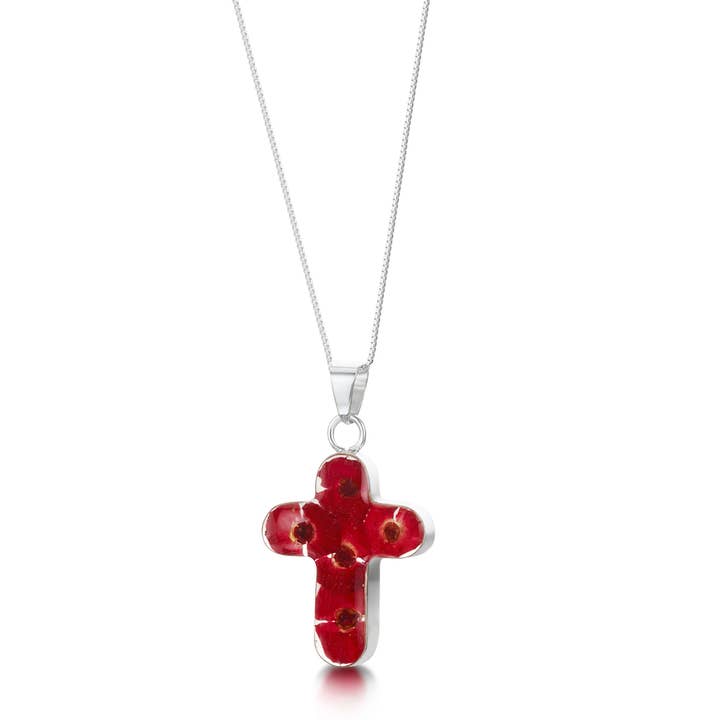Shrieking Violet - Wholesale Pendant/Charm Necklace - Silver pendant necklace - poppy - med cross.