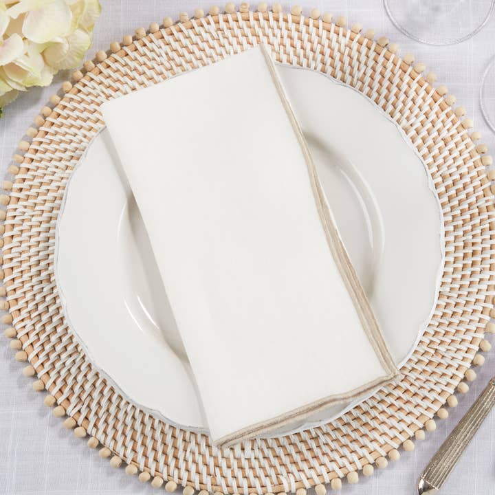 Linen Stonewashed Stitched Border Napkin for wholesale by Saro Lifestyle